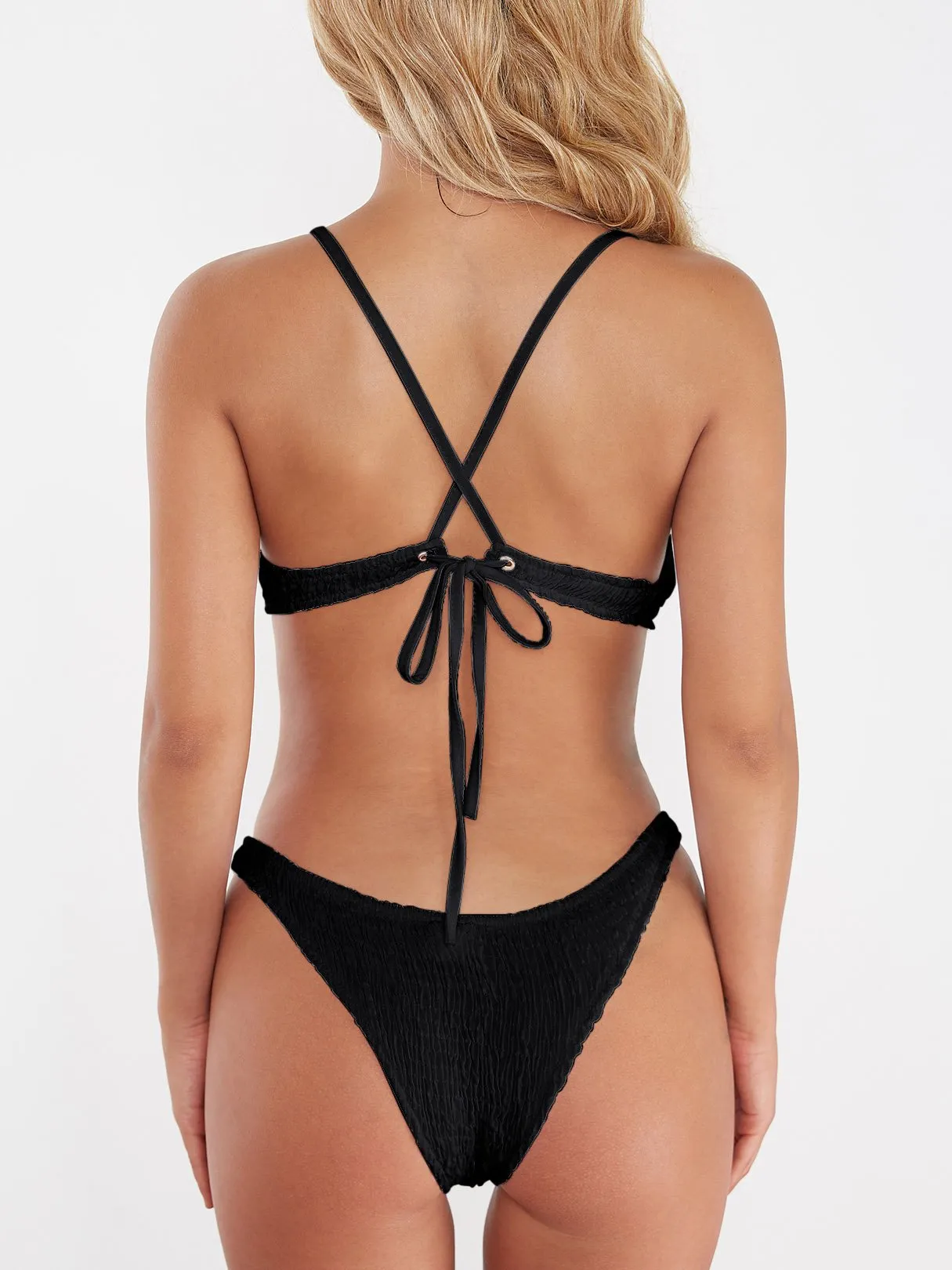Wholesale Halter Lace-Up Two Piece Bikinis