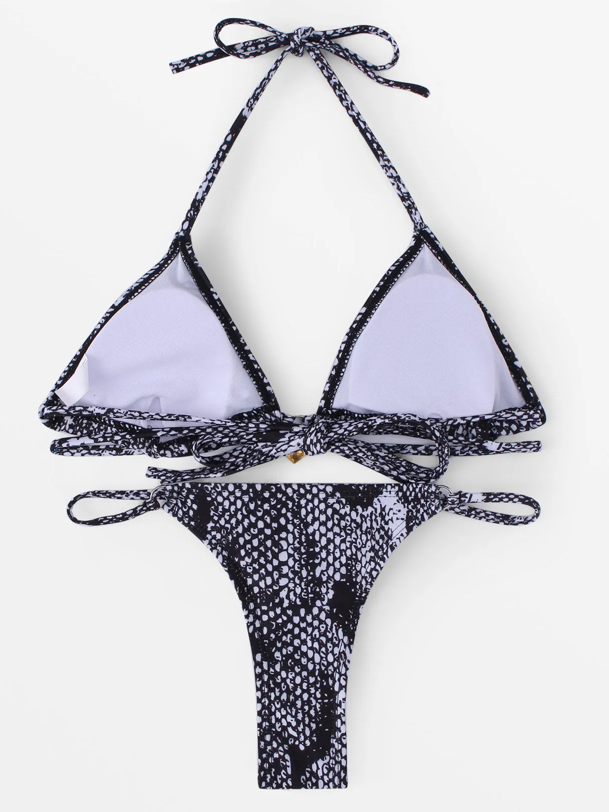 Wholesale Halter Leopard Crossed Front Two Piece Bikinis