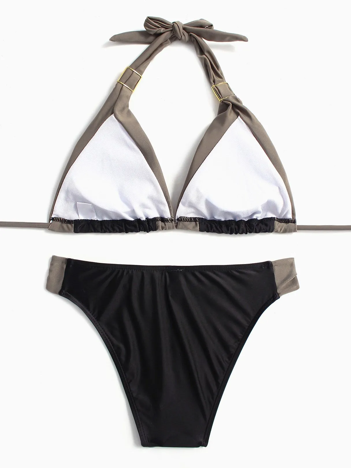 Wholesale Halter Plain Backless Two Piece Bikinis
