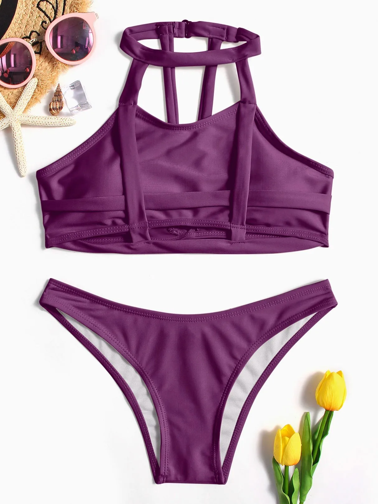 Wholesale Halter Plain Two Piece Bikinis