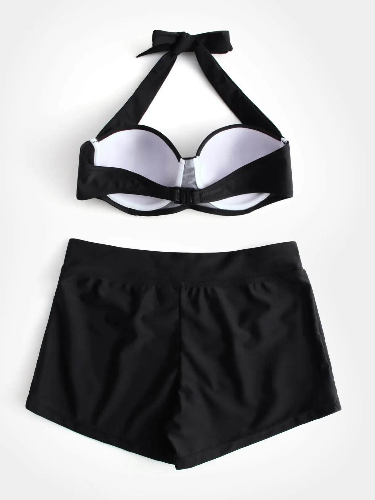 Wholesale Halter Sleeveless Backless Self-Tie Two Piece Bikinis