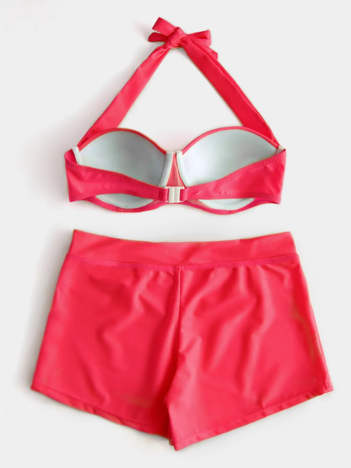 Wholesale Halter Sleeveless Backless Self-Tie Two Piece Bikinis