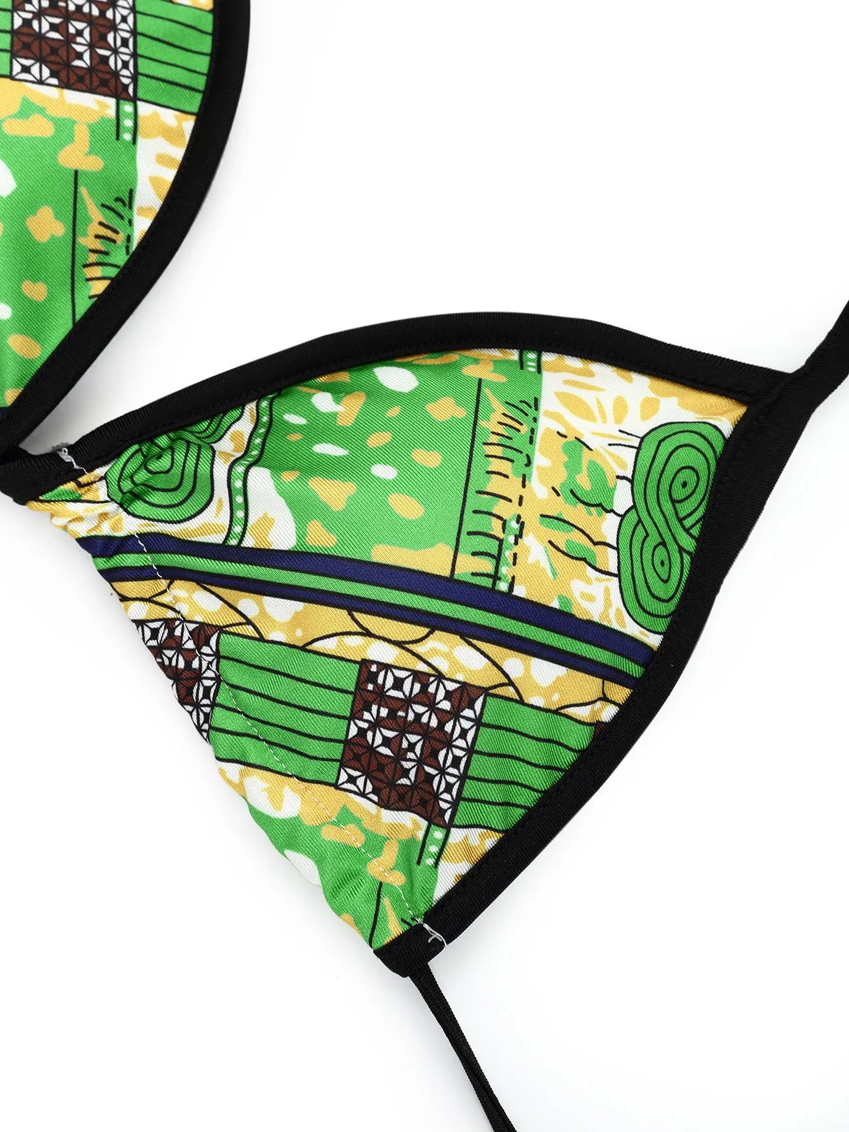 Wholesale Halter Sleeveless Floral Print Backless Wireless Two Piece Bikini
