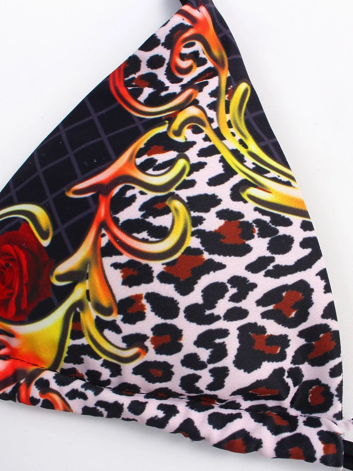 Wholesale Halter Sleeveless Leopard Crossed Front Two Piece Bikinis