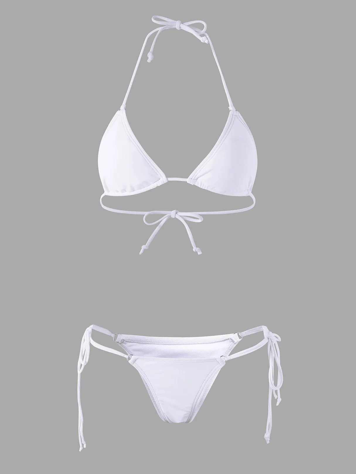 Wholesale Halter Sleeveless Plain Backless Two Piece Bikinis