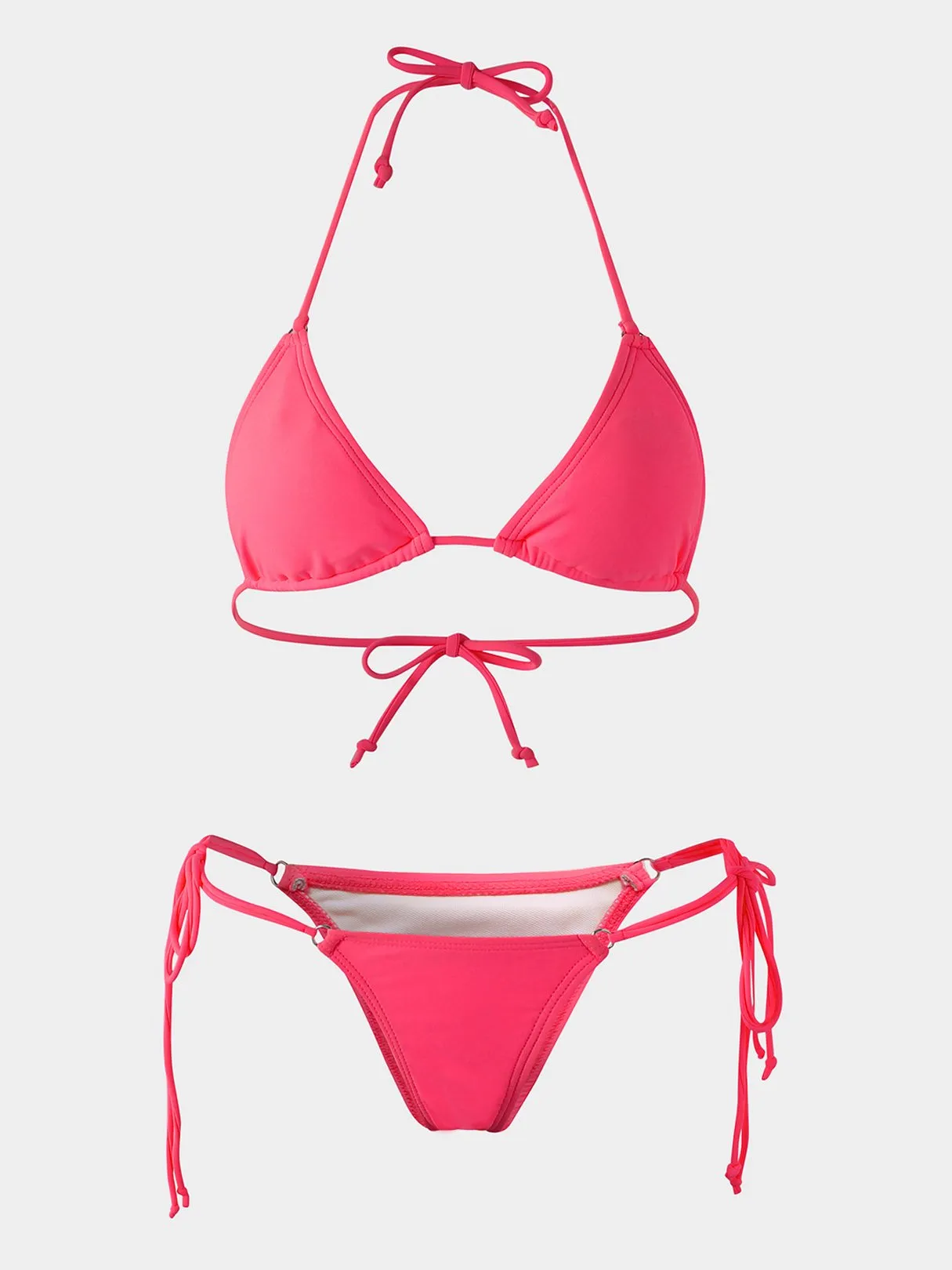 Wholesale Halter Sleeveless Plain Backless Two Piece Bikinis