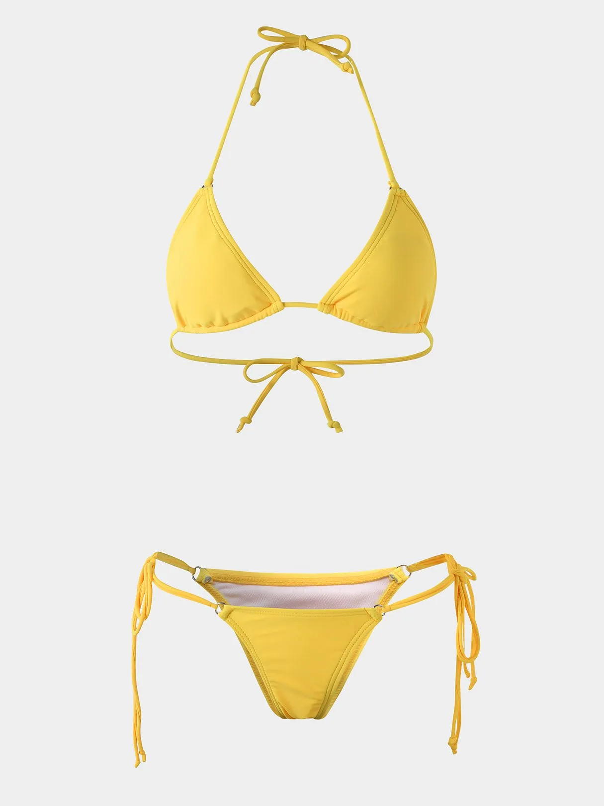Wholesale Halter Sleeveless Plain Backless Two Piece Bikinis