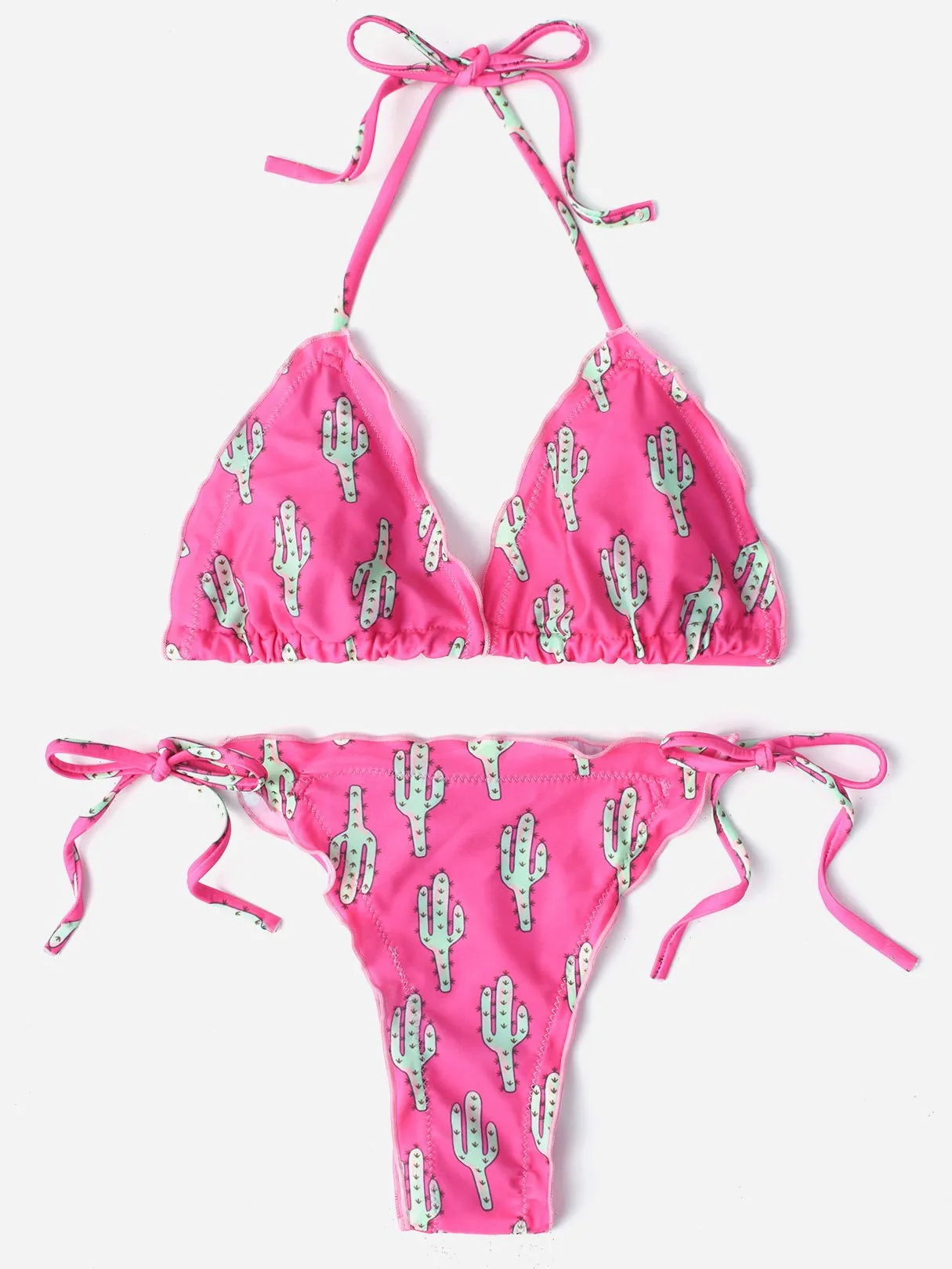Wholesale Halter Sleeveless Printed Backless Two Piece Bikinis