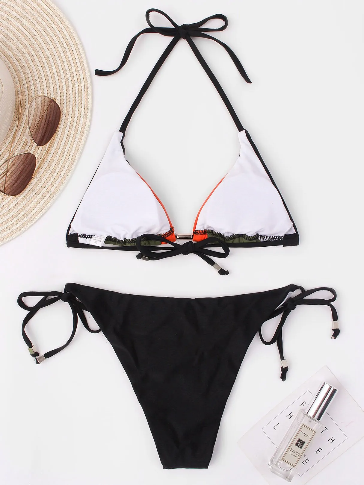 Wholesale Halter Sleeveless Stripe Backless Two Piece Bikinis
