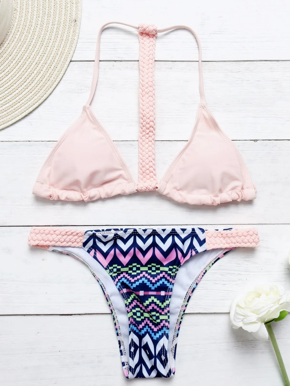 Wholesale Halter Sleeveless Two Piece Bikinis Set