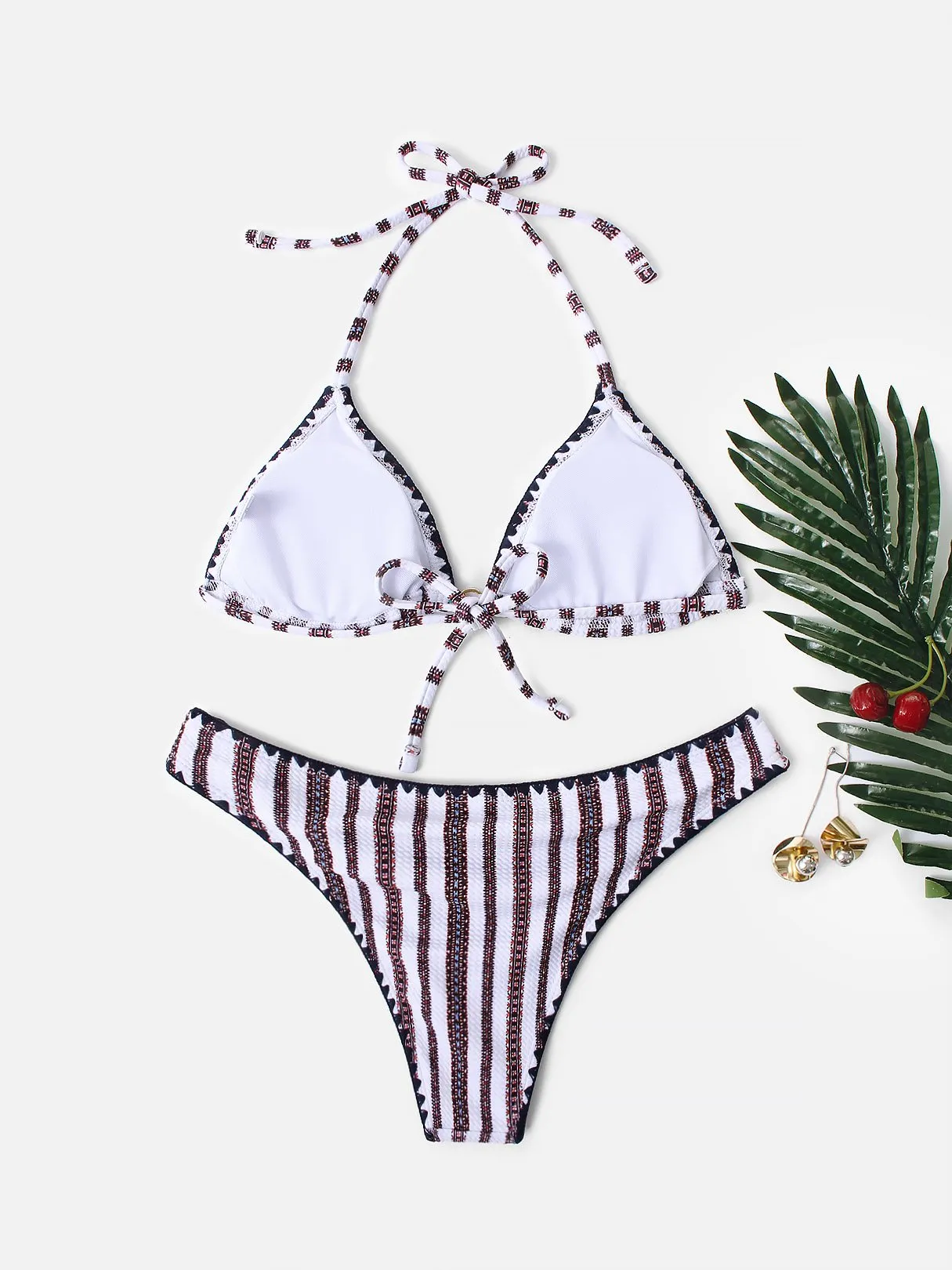 Wholesale Halter Stripe Two Piece Bikinis