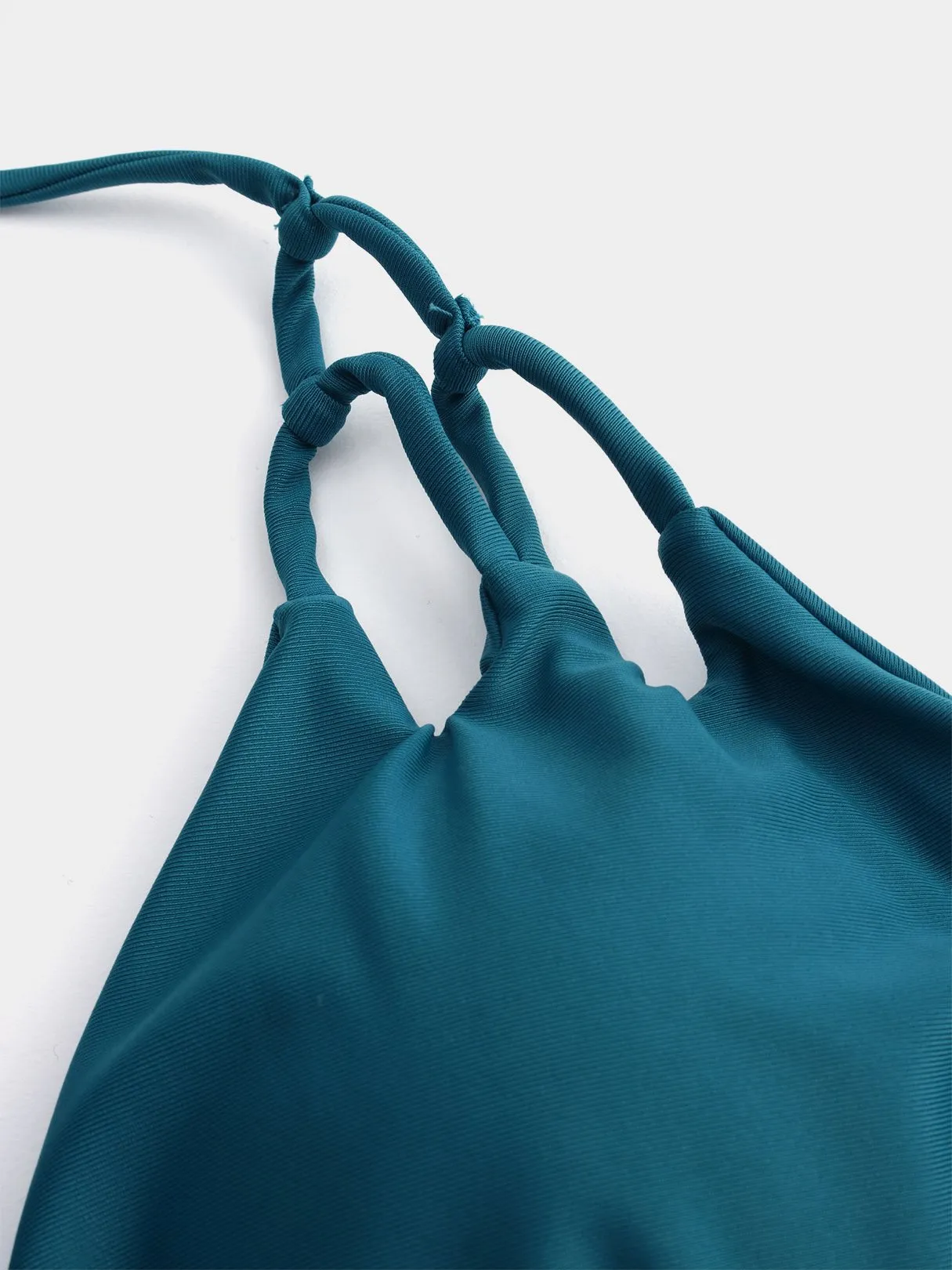 Wholesale Halter V-Neck Sleeveless Cut Out Tie-Up High-Waisted Bikinis