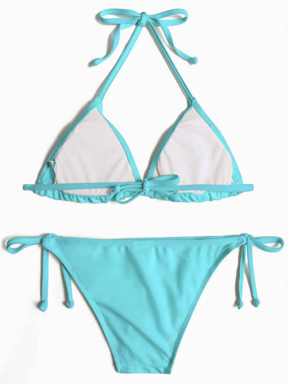 Wholesale Halter V-Neck Sleeveless Plain Tie-Up Bikinis