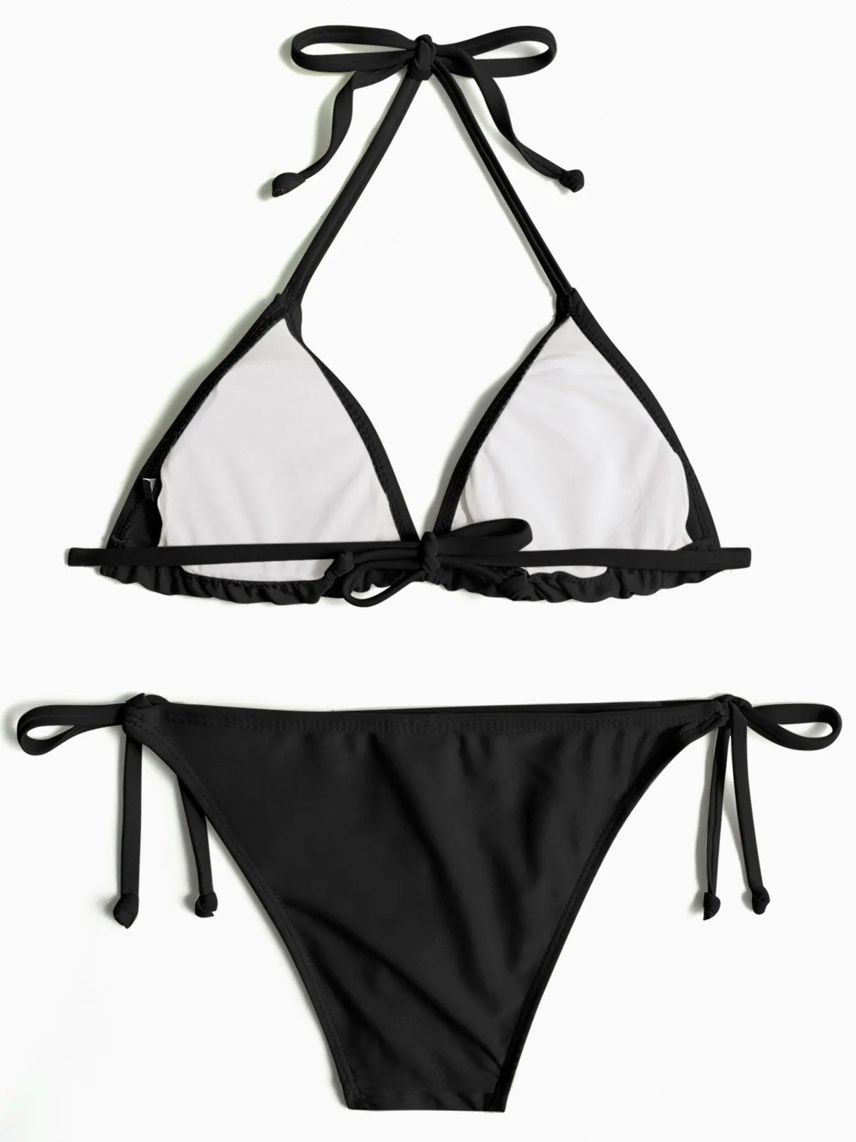 Wholesale Halter V-Neck Sleeveless Plain Tie-Up Bikinis