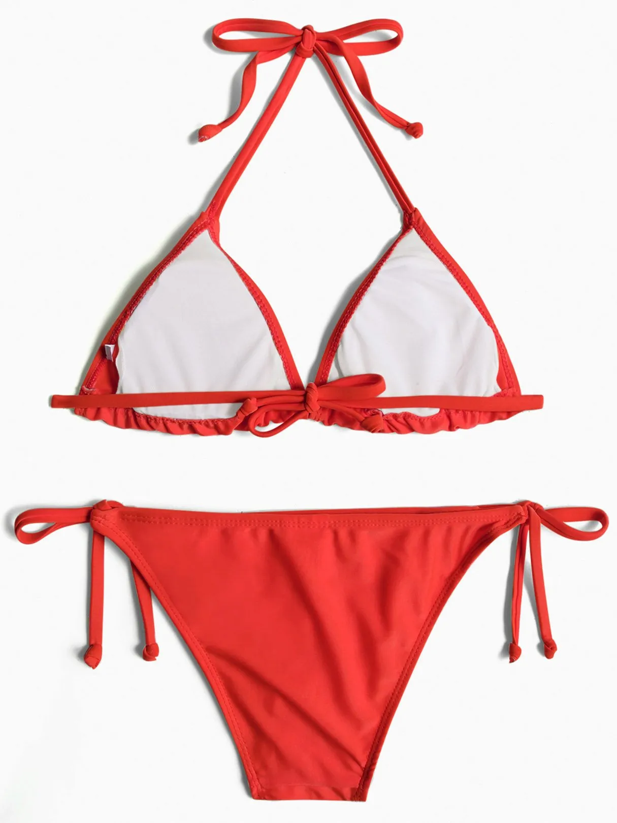 Wholesale Halter V-Neck Sleeveless Plain Tie-Up Bikinis
