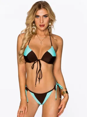 Wholesale Halter V-Neck Sleeveless Tie-Up Bikinis