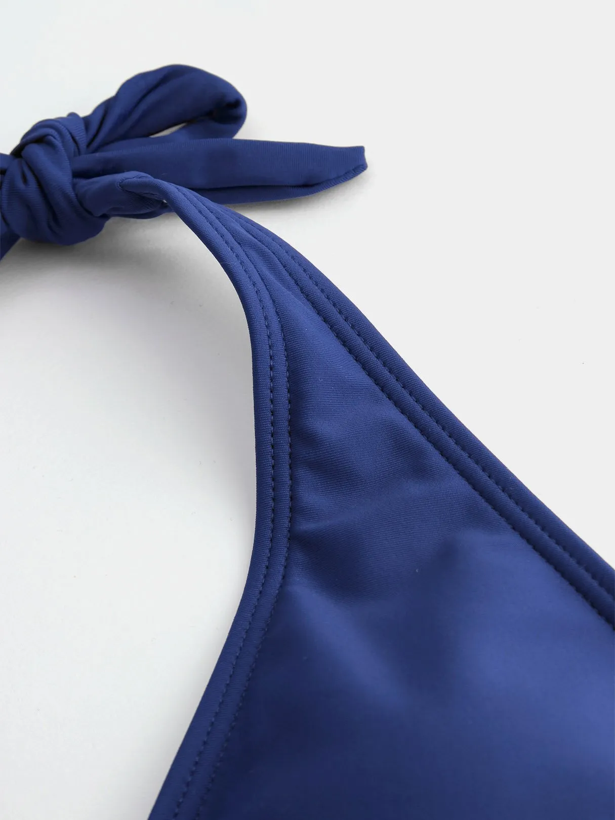 Wholesale Navy Halter V-Neck Plain Tie-Up Tankinis