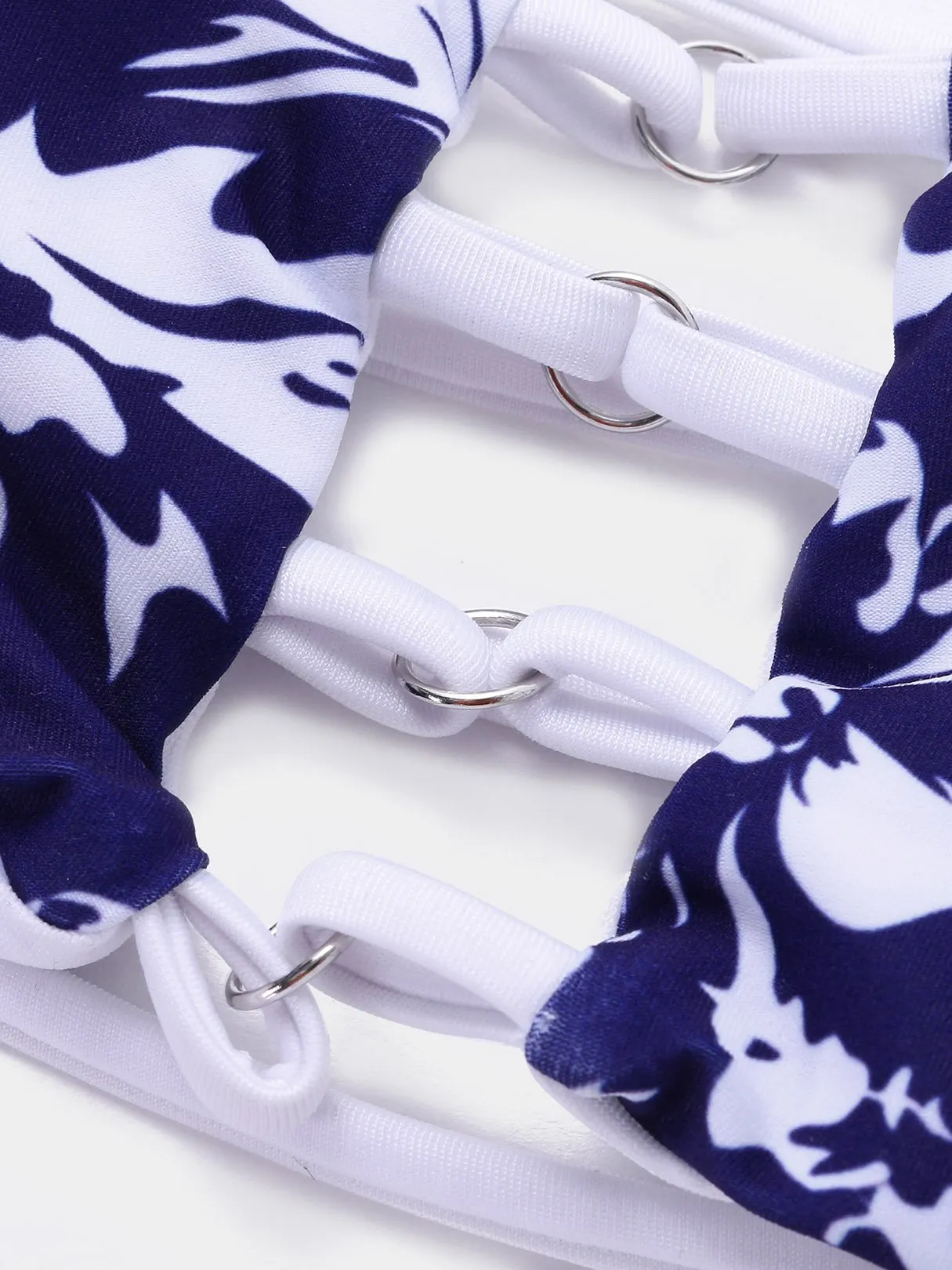 Wholesale Off The Shoulder Sleeveless Floral Print Bikinis