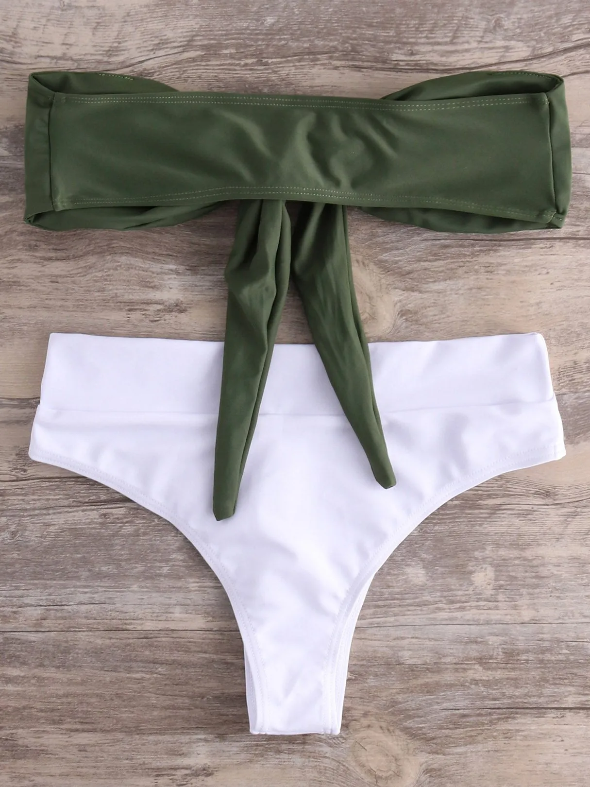 Wholesale Off The Shoulder Sleeveless Self-Tie Bikinis