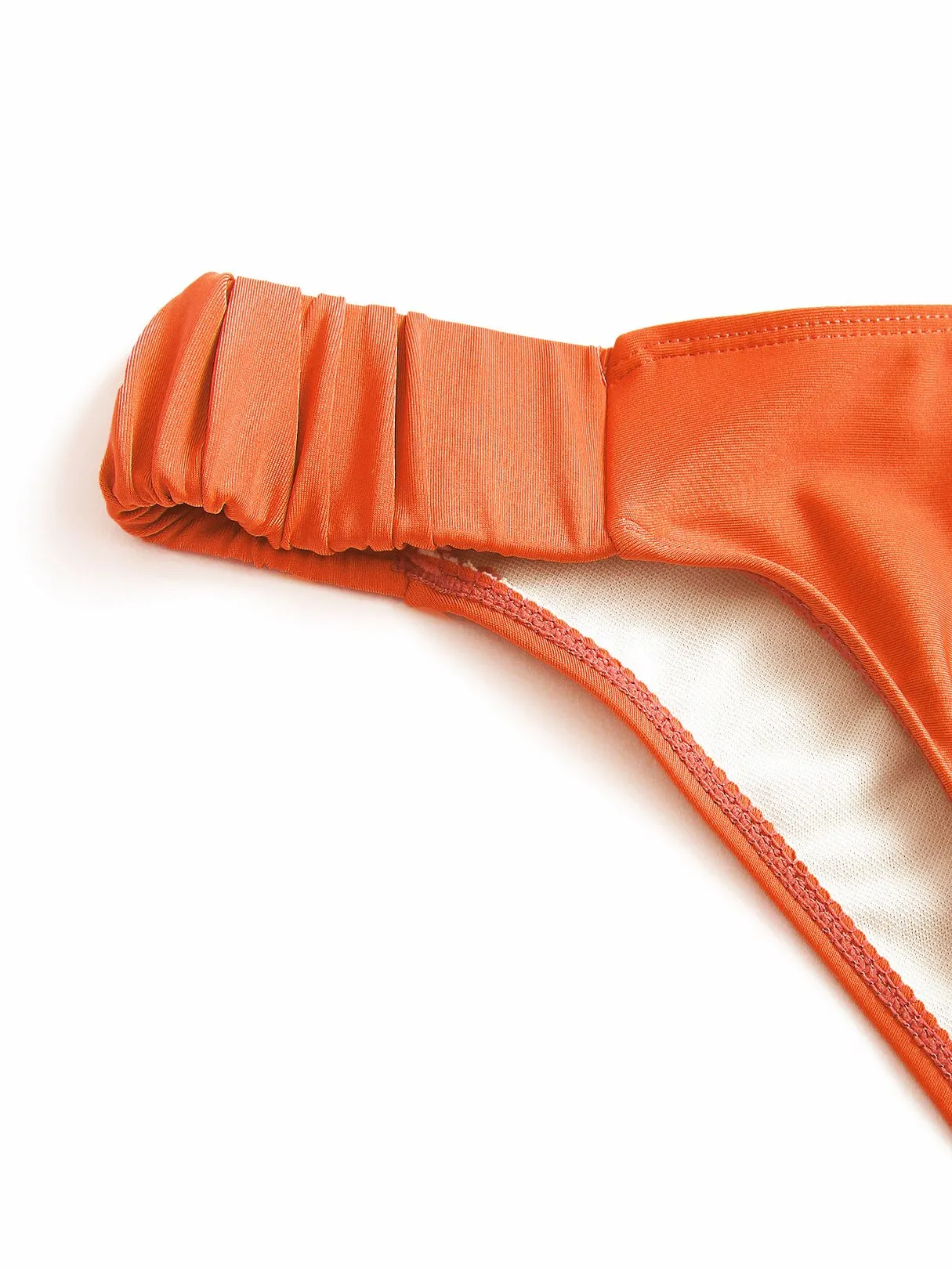 Wholesale Orange Off The Shoulder Sleeveless Plain Irregular Hem Two Piece Bikinis