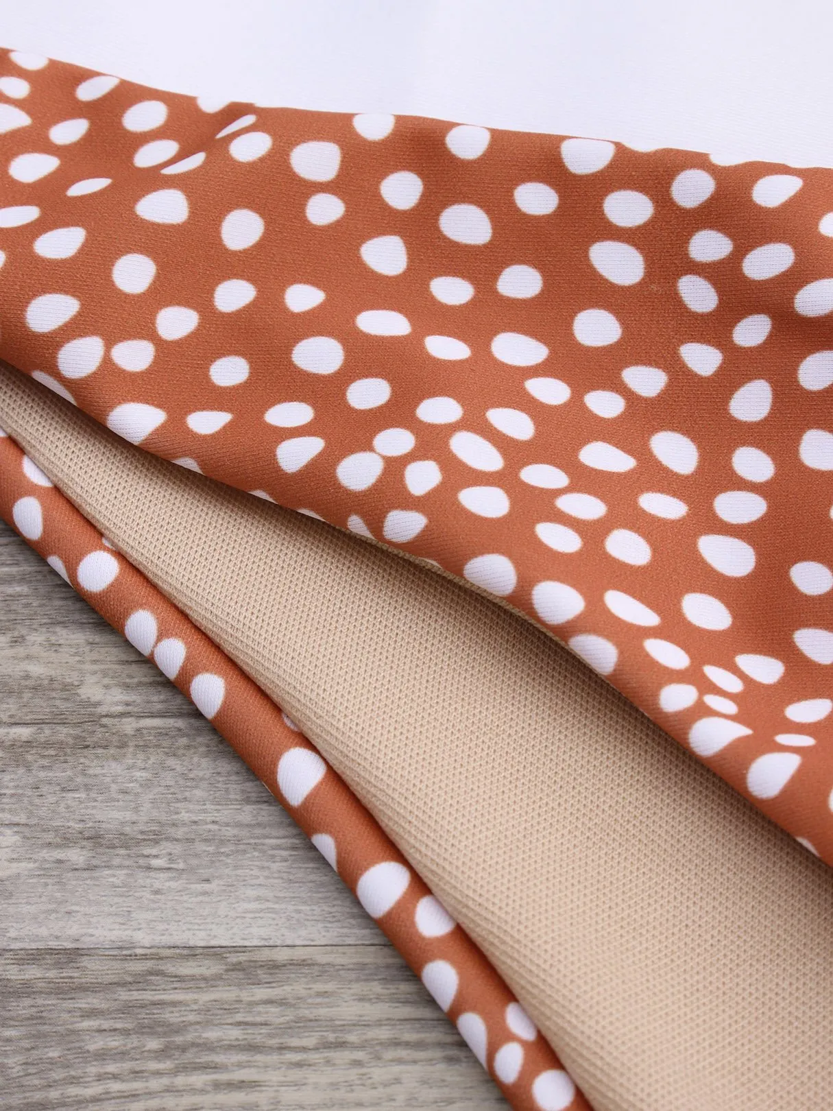 Wholesale Orange V-Neck Polka Dot Backless Bikinis