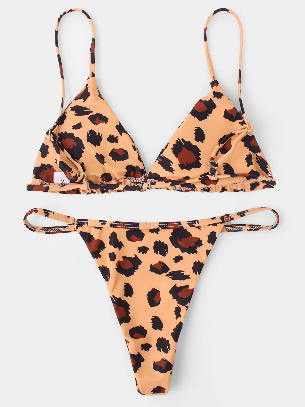 Wholesale Orange V-Neck Sleeveless Leopard Two Piece Bikini