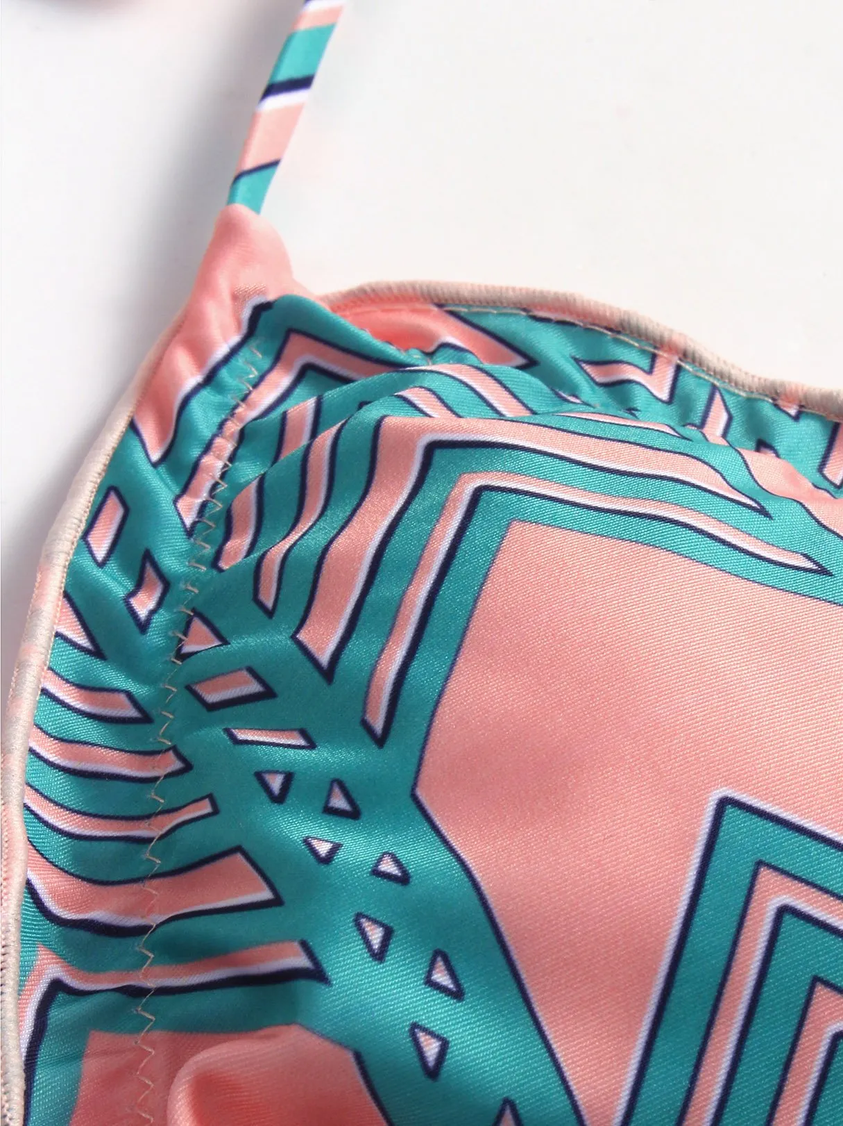 Wholesale Orange V-Neck Sleeveless Printed Tie-Up Bikinis