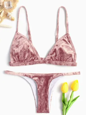 Wholesale Pink Sleeveless Plain Two Piece Bikinis