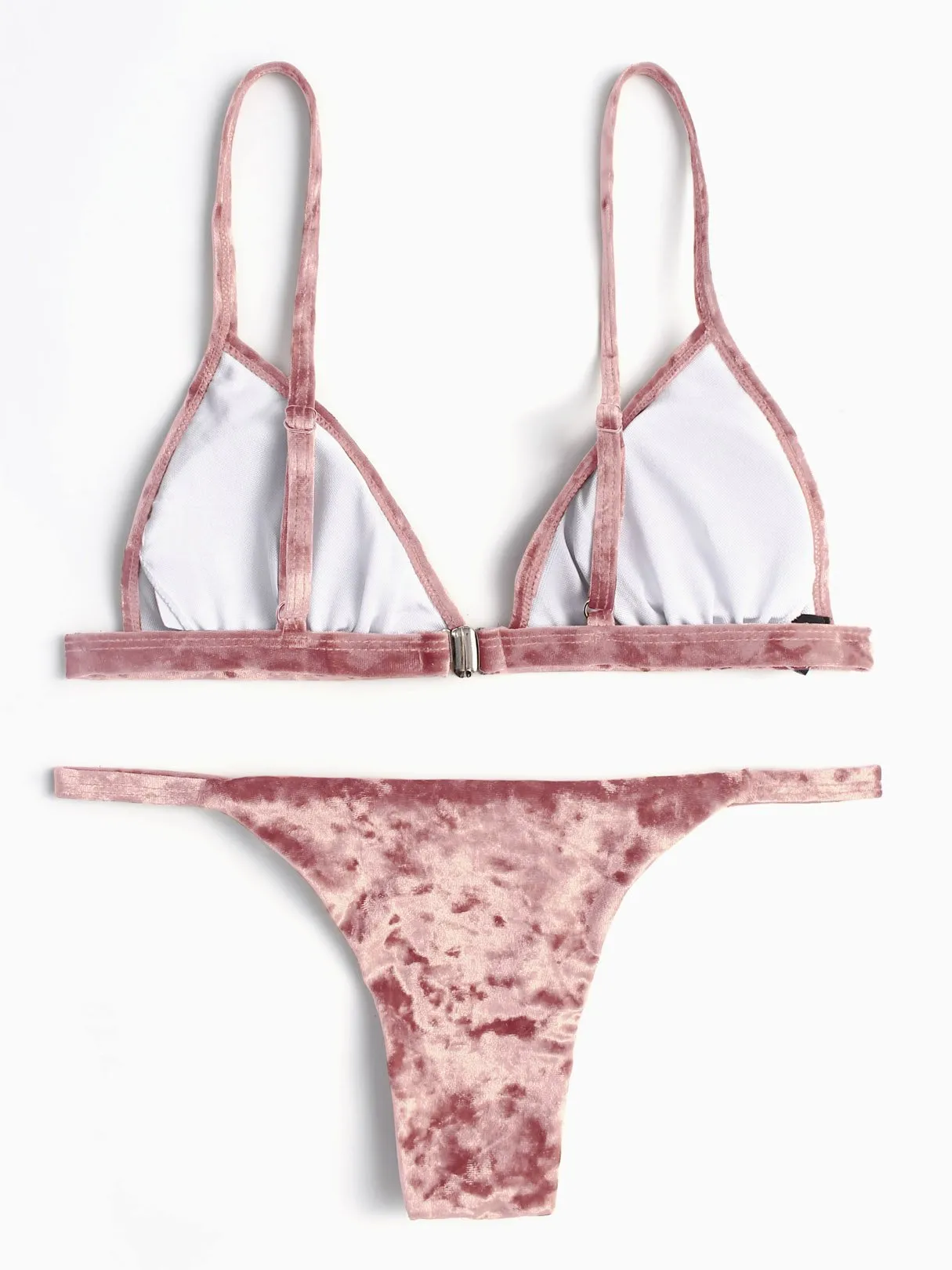 Wholesale Pink Sleeveless Plain Two Piece Bikinis