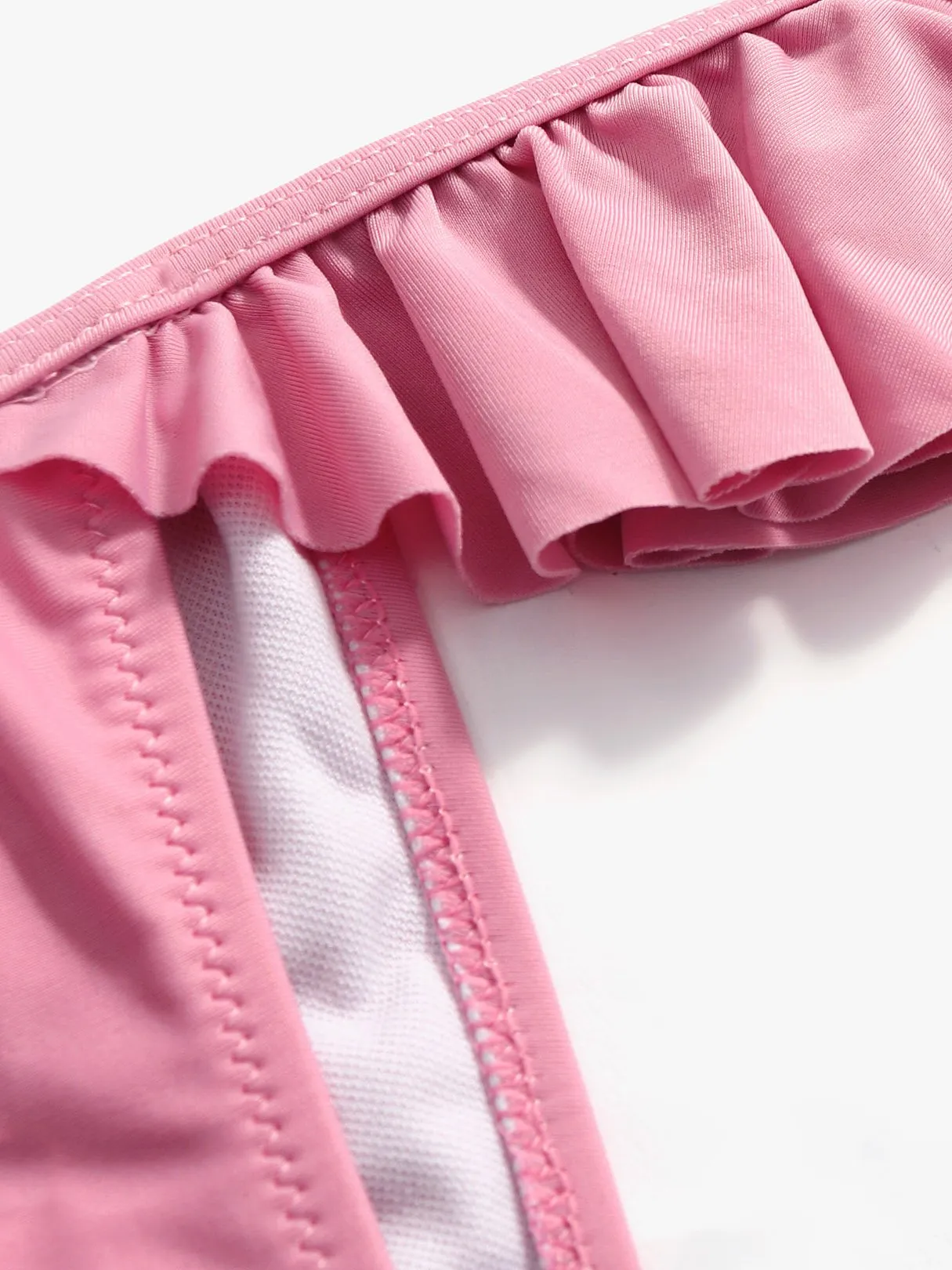Wholesale Pink V-Neck Sleeveless Flounced Hem Two Piece Bikinis
