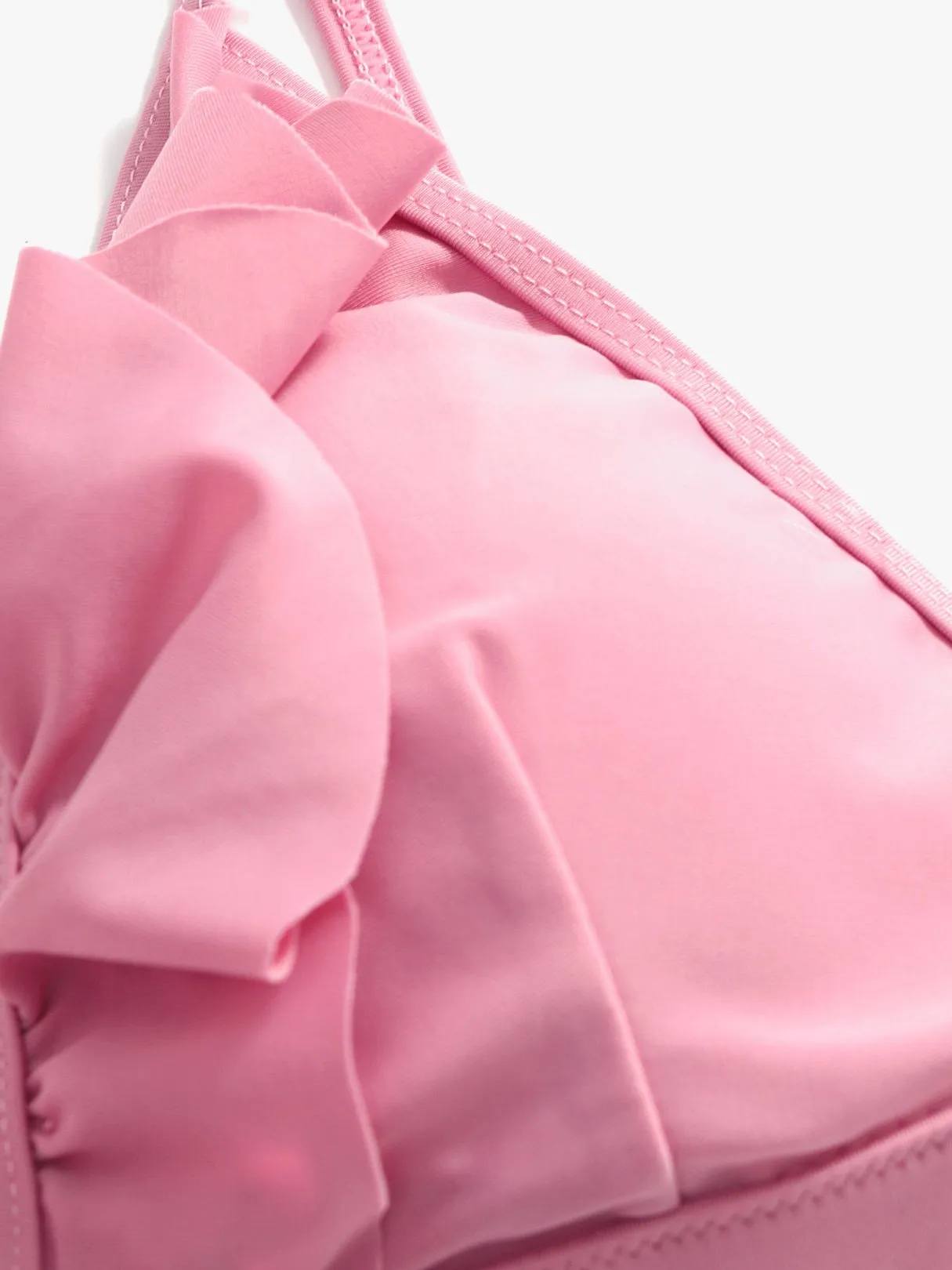 Wholesale Pink V-Neck Sleeveless Flounced Hem Two Piece Bikinis