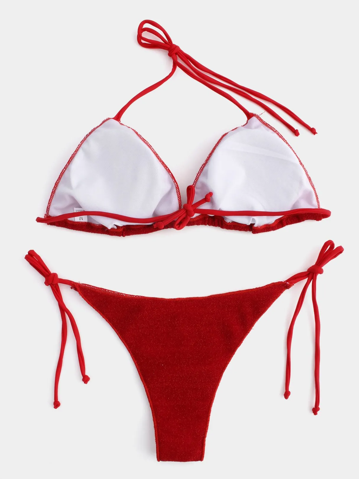 Wholesale Red Halter V-Neck Tie-Up Bikinis