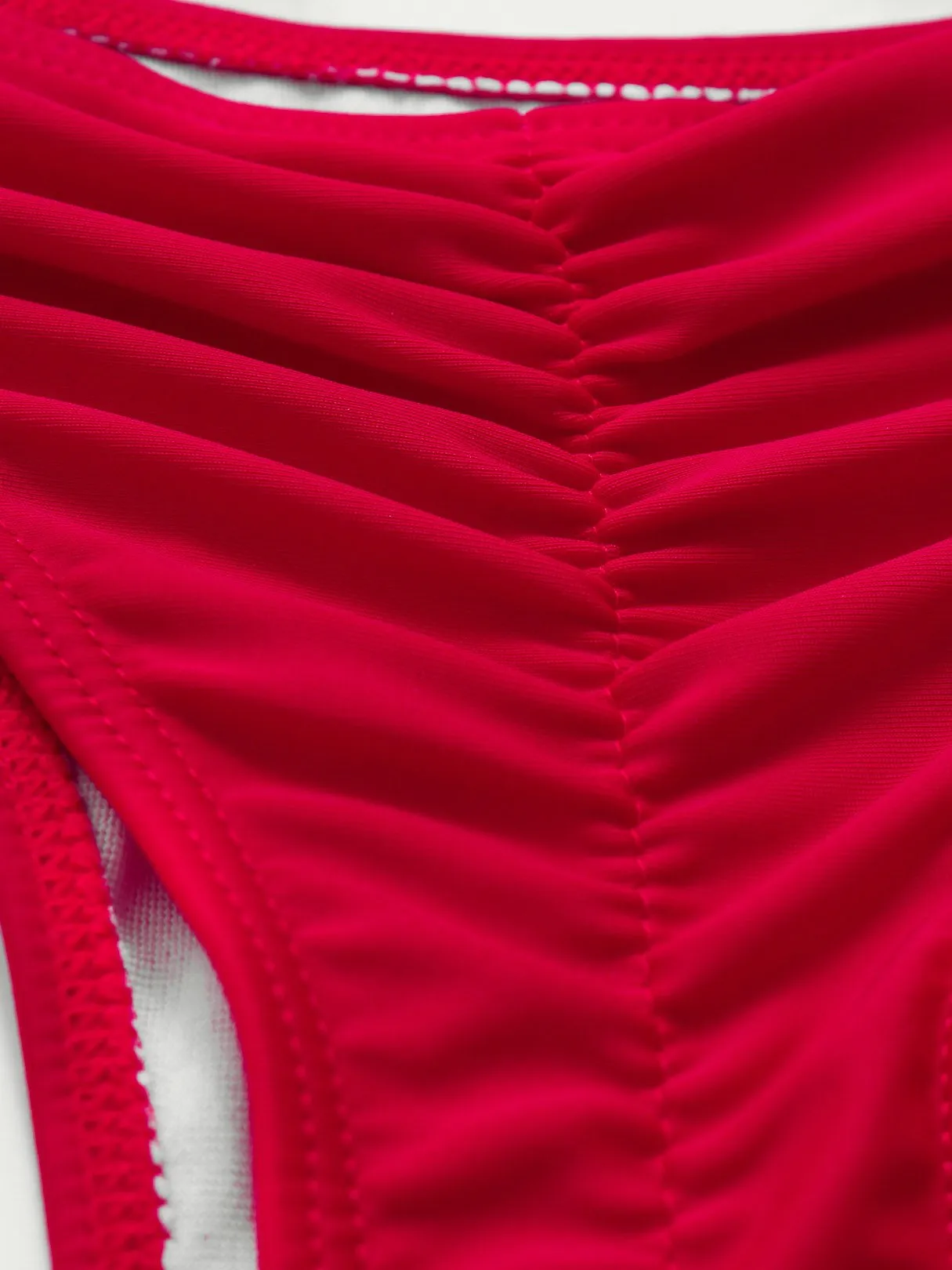 Wholesale Red Scoop Neck Sleeveless Plain Criss-Cross Tie-Up Two Piece Bikinis