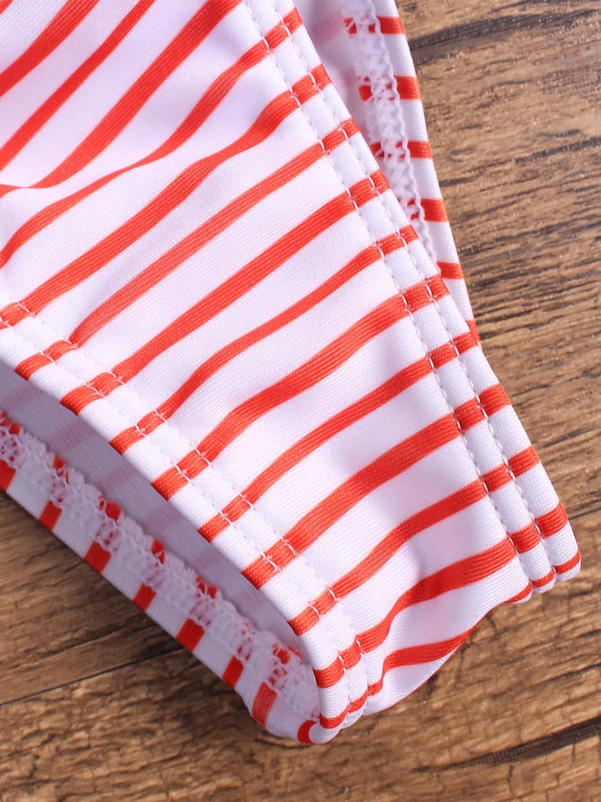 Wholesale Red Sleeveless Stripe Spaghetti Strap Two Piece Bikinis