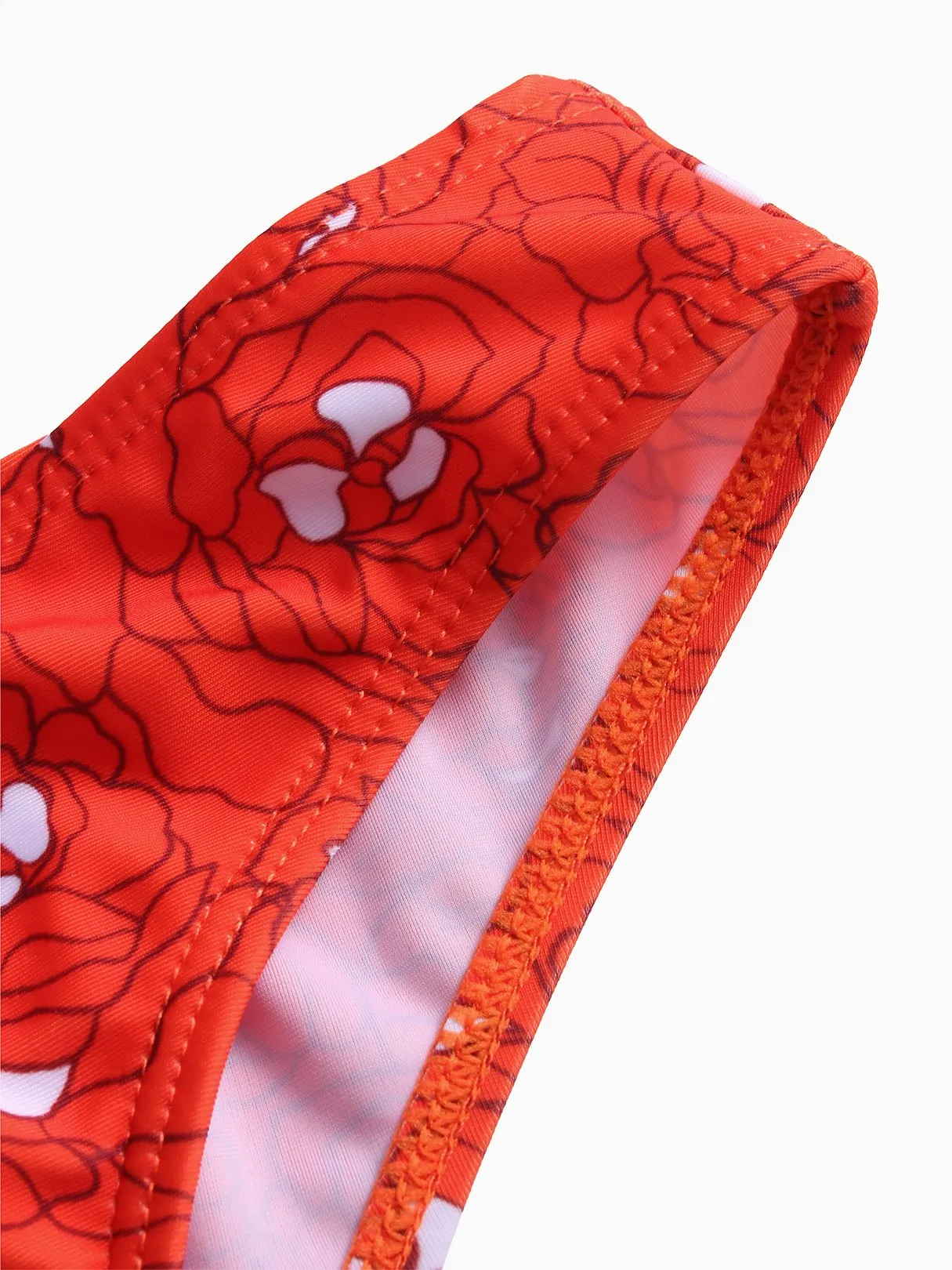 Wholesale Red Strapless Off The Shoulder Floral Print Bodycon Bikinis Set