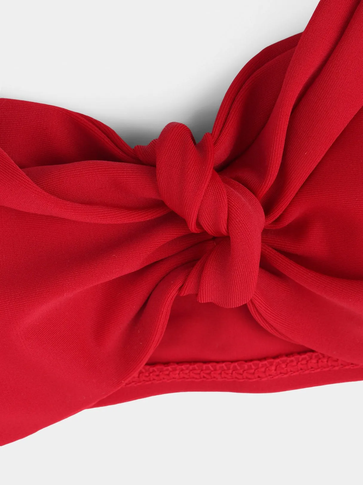 Wholesale Red Tube Top Sleeveless Plain Lace-Up Bowknot Bikinis