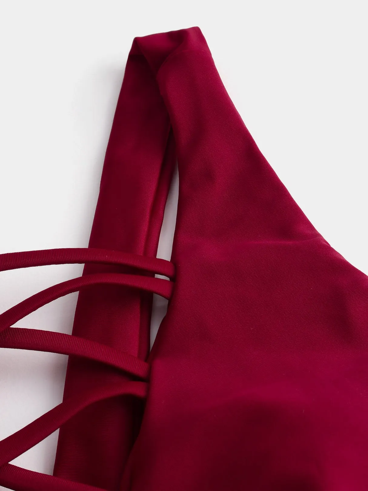 Wholesale Red V-Neck Backless Criss-Cross Bikinis
