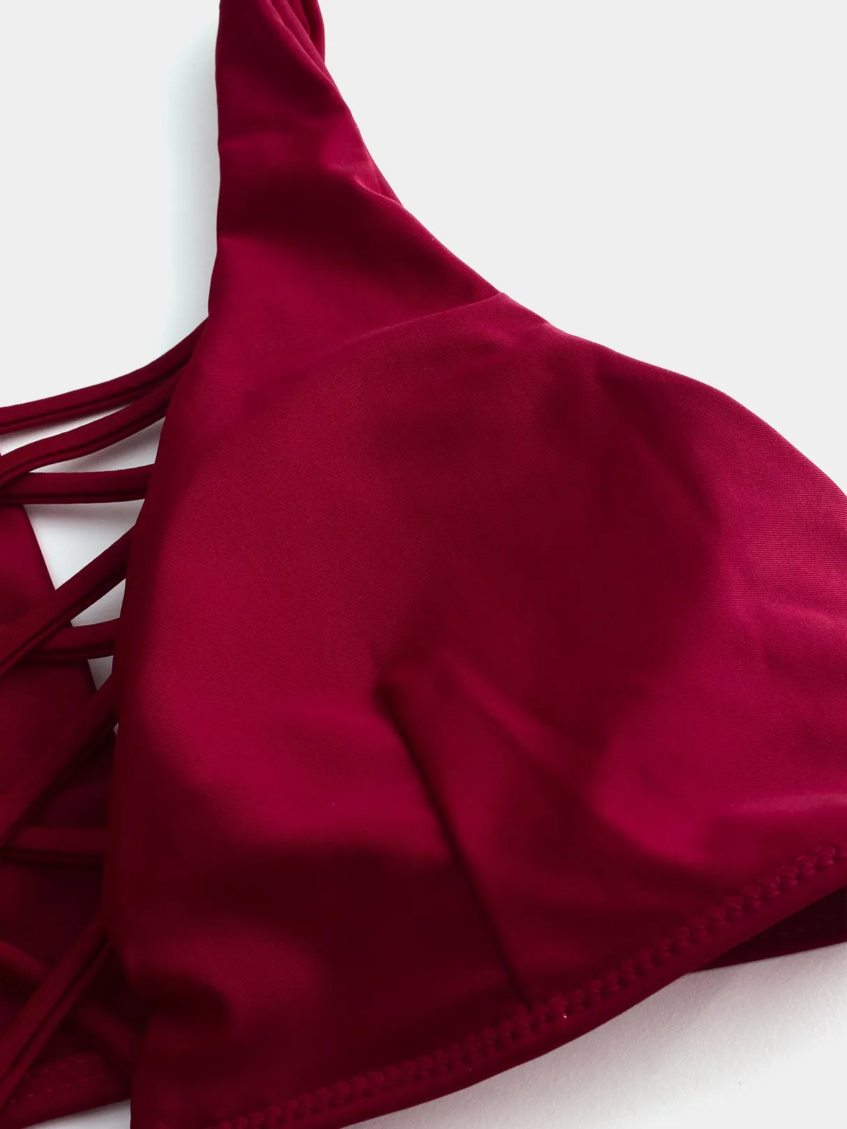 Wholesale Red V-Neck Backless Criss-Cross Bikinis