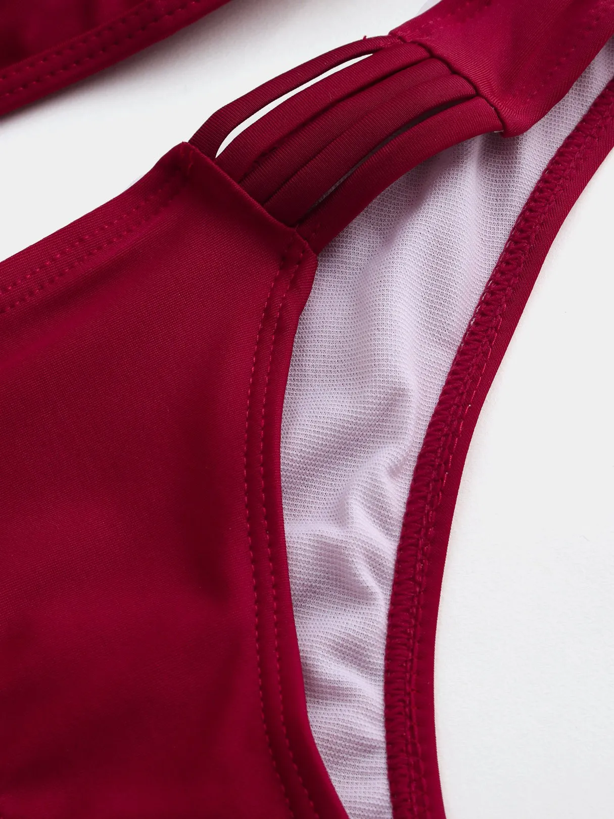 Wholesale Red V-Neck Backless Criss-Cross Bikinis