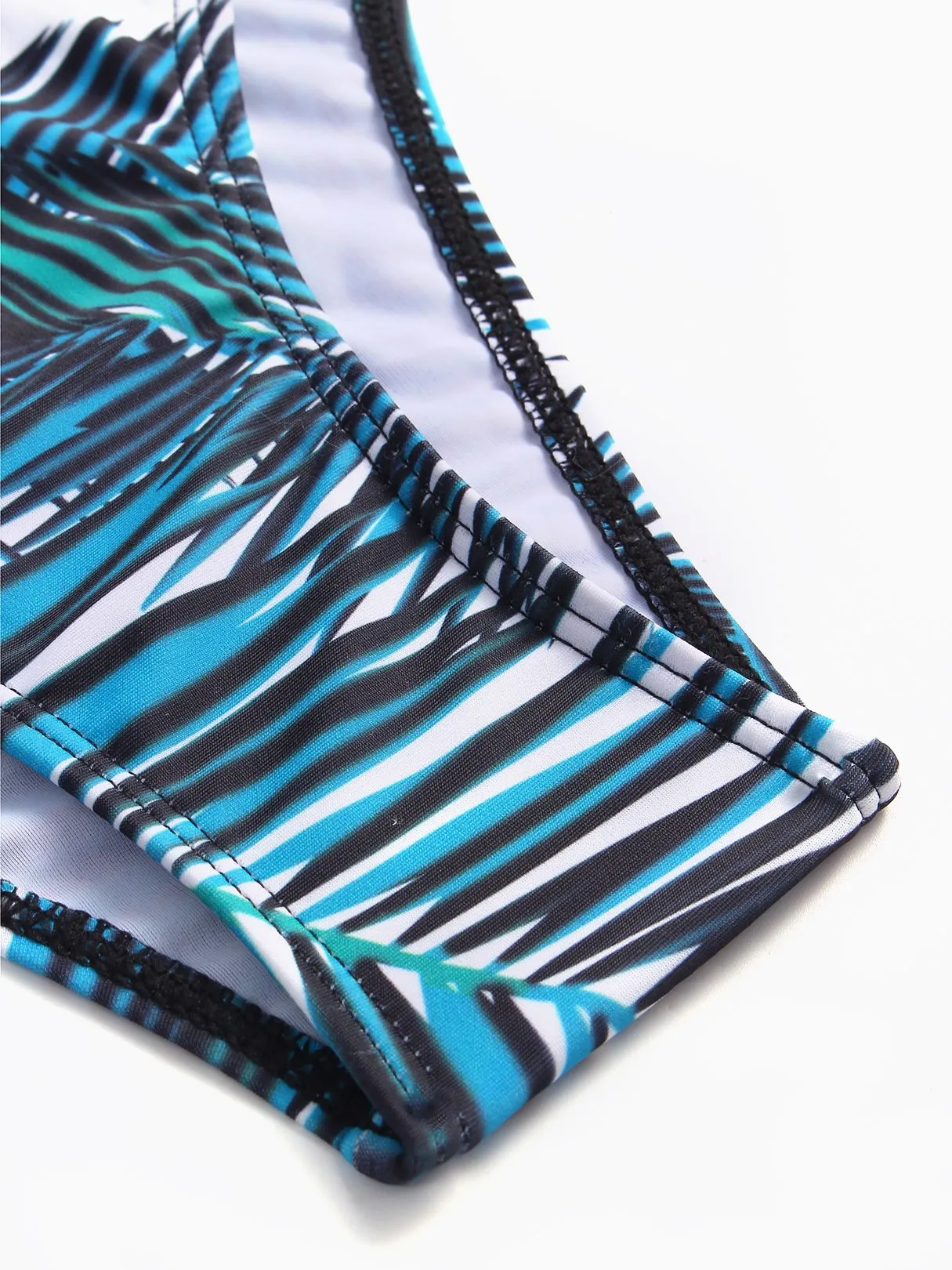 Wholesale Round Neck Halter Sleeveless Printed Cut Out Tie-Up Bikinis