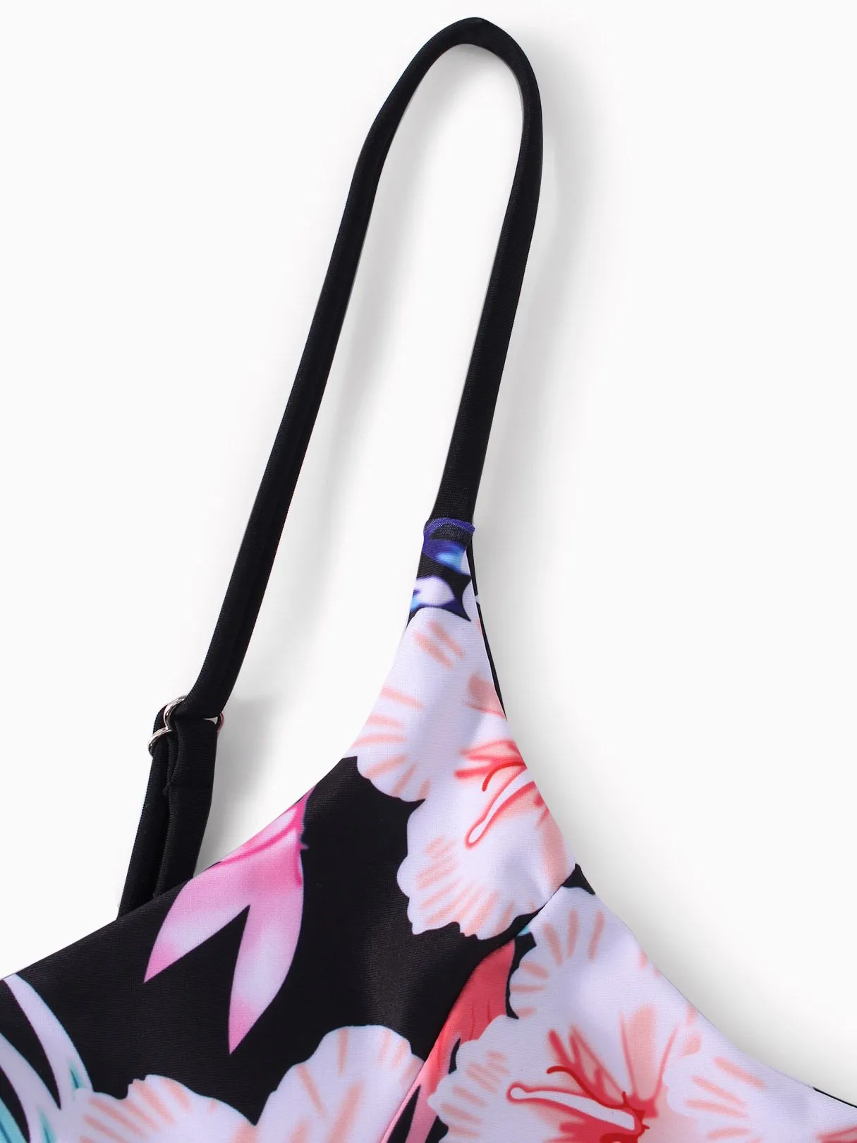 Wholesale Round Neck Sleeveless Floral Print Backless Two Piece Bikinis