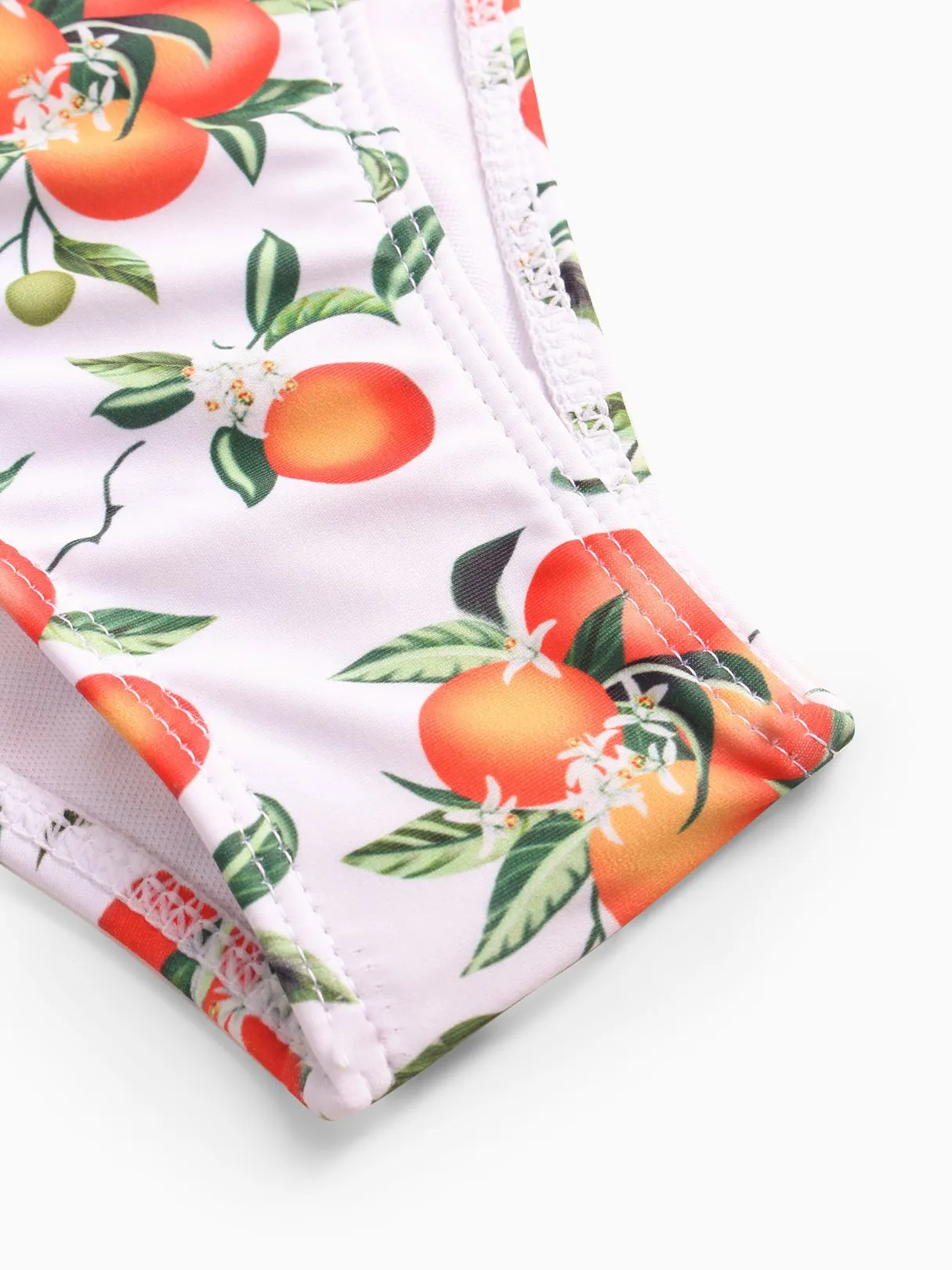 Wholesale Round Neck Sleeveless Floral Print Tie-Up Ruffle Trim Ruffle Hem Two Piece Bikinis