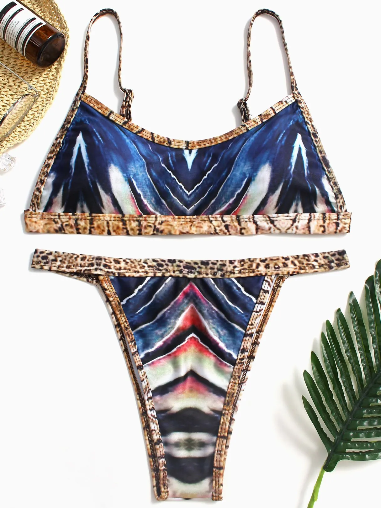Wholesale Round Neck Sleeveless Two Piece Bikinis