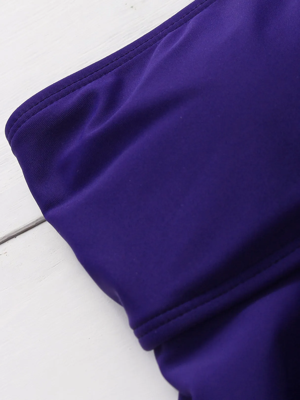 Wholesale Royal Off The Shoulder Sleeveless Plain Ruffle Hem Bikinis