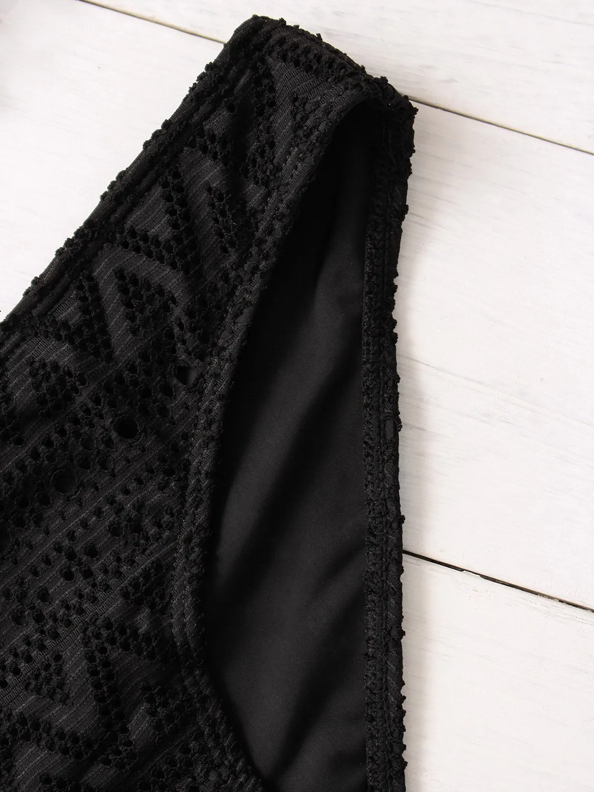 Wholesale Scoop Neck Lace Double Layer Flounced Hem Two Piece Bikinis