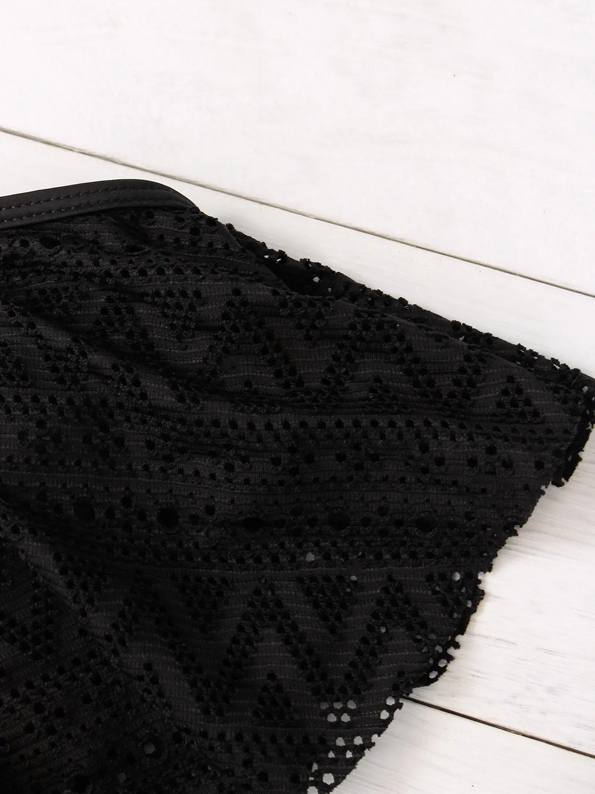 Wholesale Scoop Neck Lace Double Layer Flounced Hem Two Piece Bikinis
