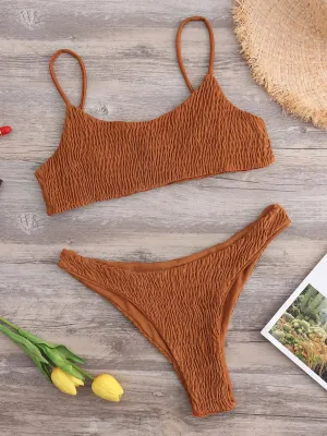 Wholesale Scoop Neck Plain Backless Spaghetti Strap Sleeveless Bikinis