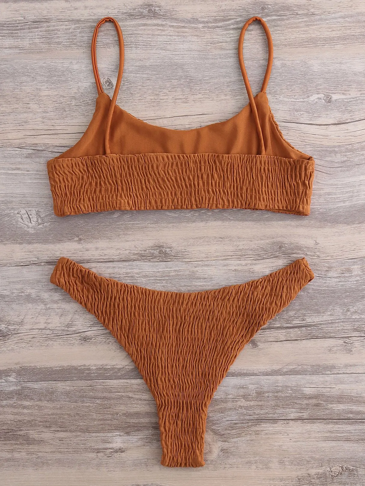 Wholesale Scoop Neck Plain Backless Spaghetti Strap Sleeveless Bikinis