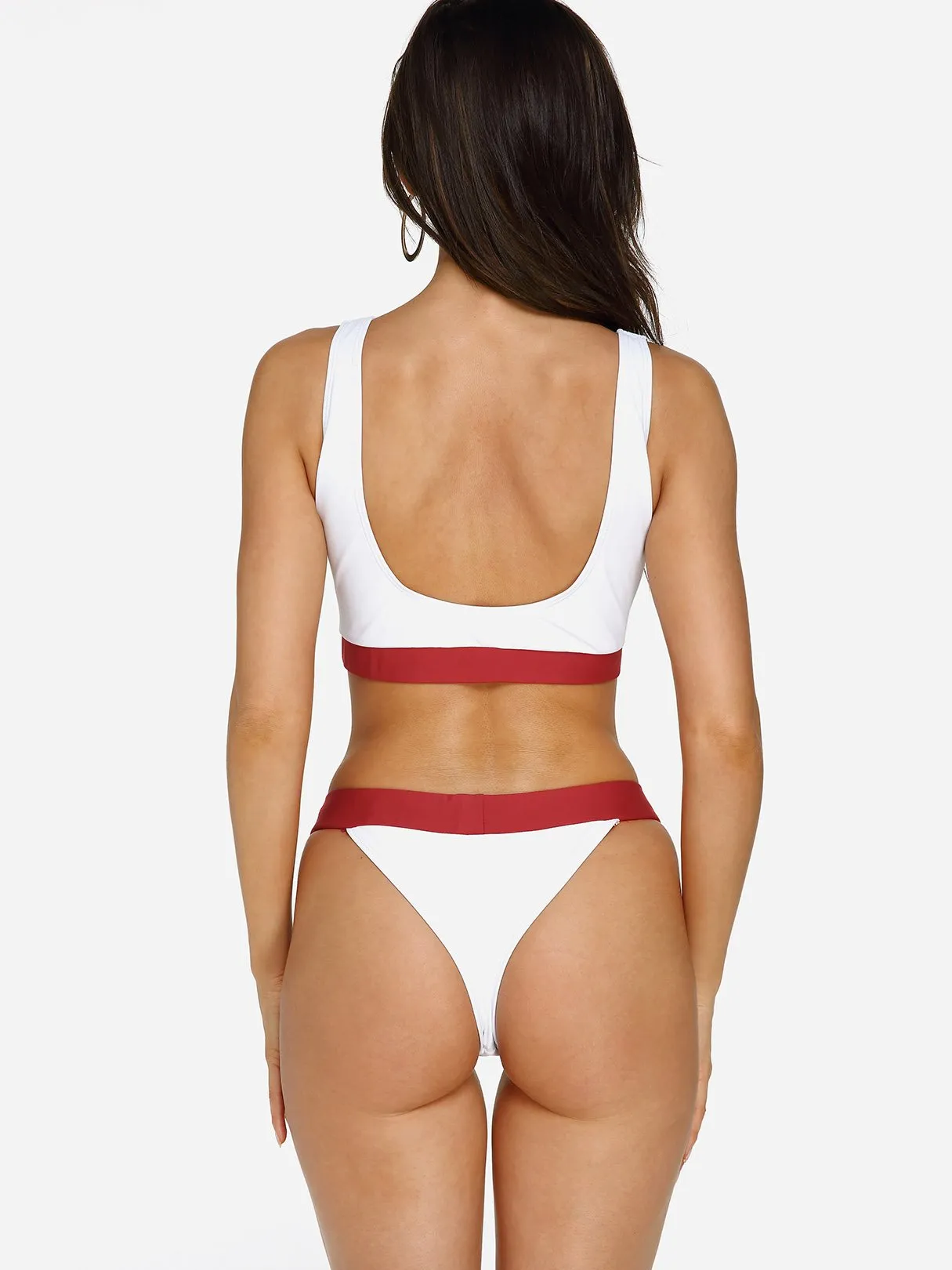 Wholesale Scoop Neck Plain Backless Two Piece Bikinis