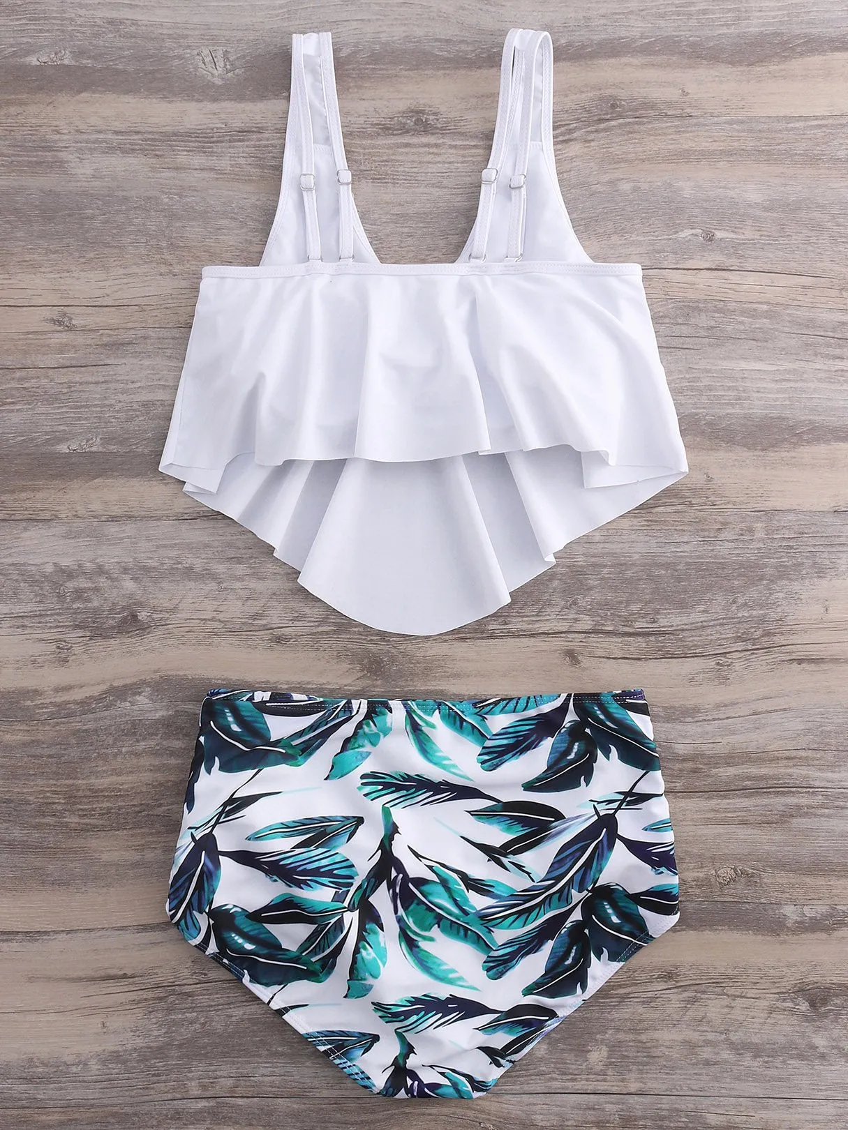 Wholesale Scoop Neck Printed Backless Sleeveless Irregular Hem Bikinis